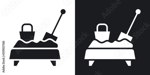 Sandbox icons in solid black and white collection