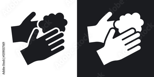 Sanitize hands icons in solid black and white collection