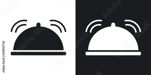 Reception bell icons in solid black and white collection