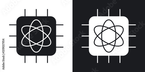 Quantum computing icons in solid black and white collection