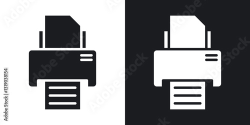 Printer icons in solid black and white collection