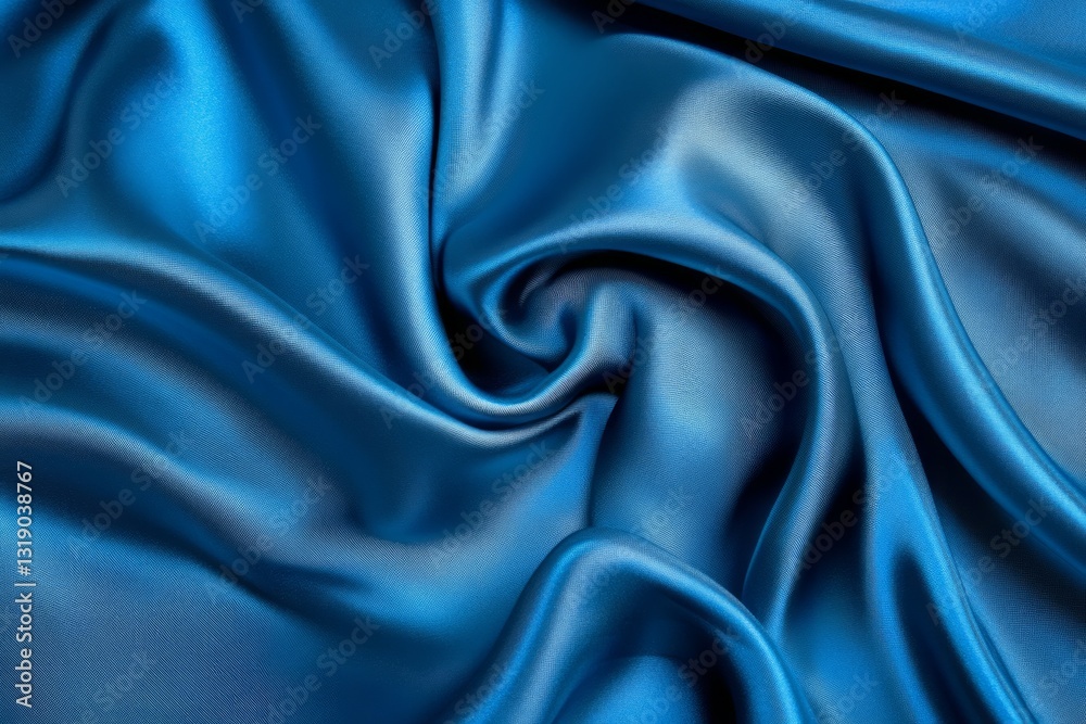 Fototapeta premium Flowing blue silky fabric in gentle waves. AI generated