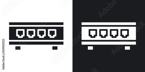 Network switch icons in solid black and white collection