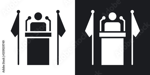 Mayor icons in solid black and white collection