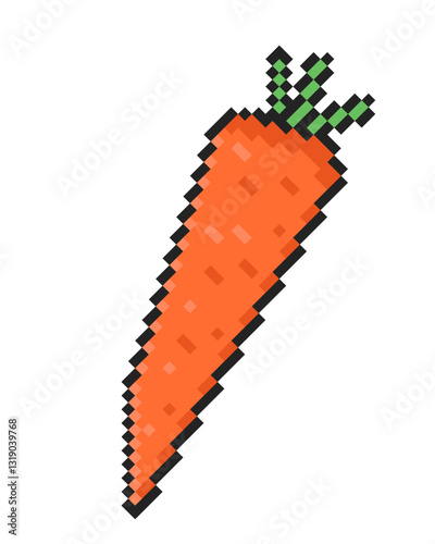 Carrot in pixel style on a white background. Vector illustration