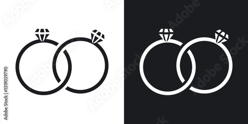 Marriage icons in solid black and white collection