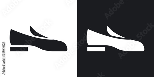 Loafer shoes icons in solid black and white collection