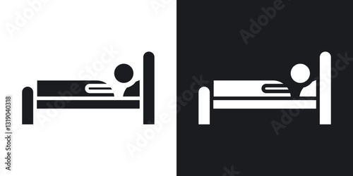 Laying in bed icons in solid black and white collection