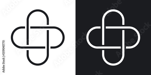Interlocking icons in solid black and white collection