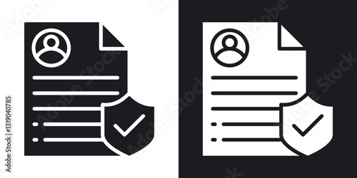Insurance policy icons in solid black and white collection
