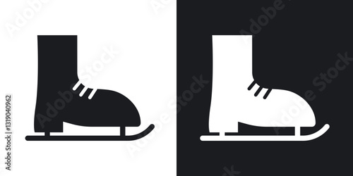 Ice skating icons in solid black and white collection