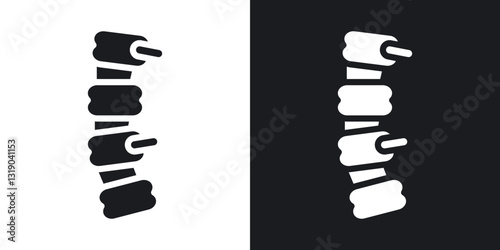 Human spine icons in solid black and white collection