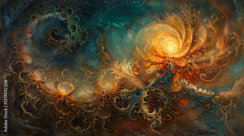 Spiritual dualism in metaphysical art, blending ancient symbols with modern aesthetics.