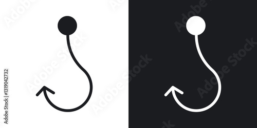Fishing Hook icons in solid black and white collection