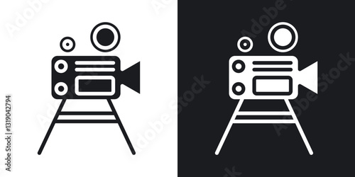 Film making icons in solid black and white collection