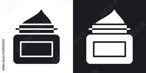 Facial cream icons in solid black and white collection