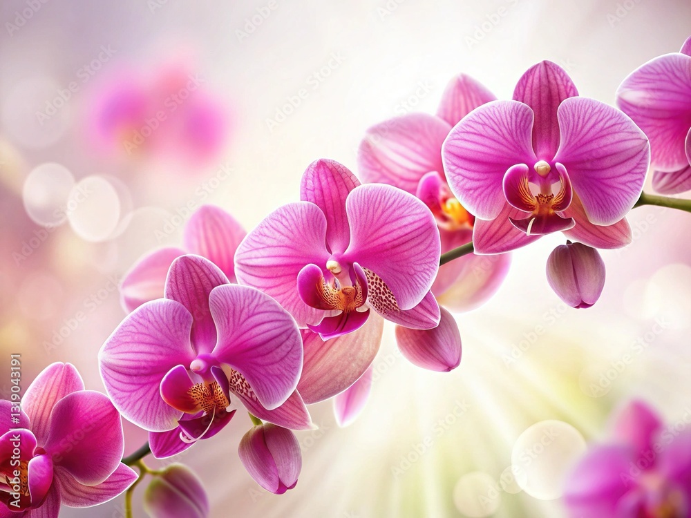 Obraz premium Pink Orchid Panorama Banner - Floral Background