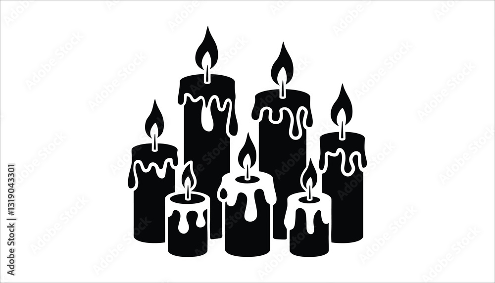 Obraz premium Dripping Candle Silhouette . Black Wax Candle Vector for Gothic, Halloween, and Mystical Themes.