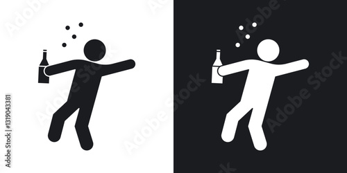 Drunk human icons in solid black and white collection