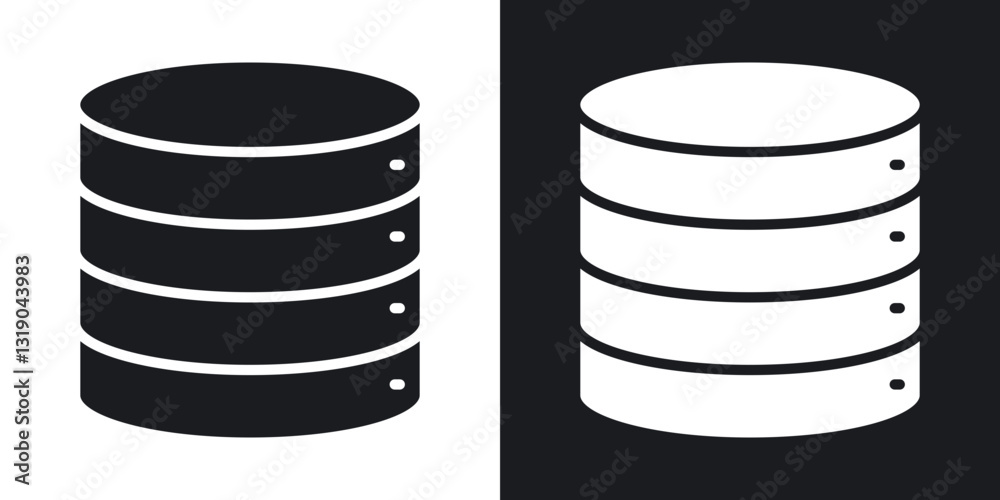 Database icons in solid black and white collection
