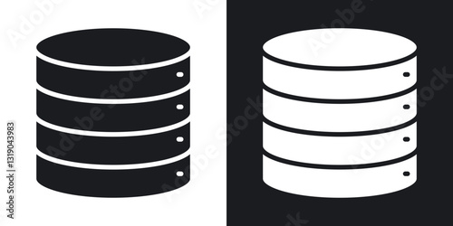 Database icons in solid black and white collection