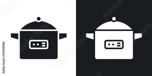 Crock pot icons in solid black and white collection
