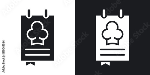 Cookbook icons in solid black and white collection