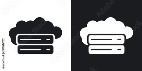 Cloud server icons in solid black and white collection