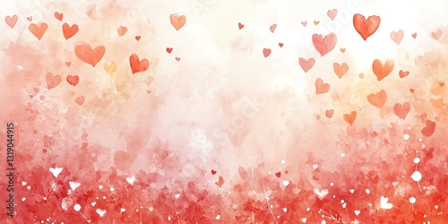 Romantic Watercolor Heartscape: A Delicate, Red-Toned Love Theme photo