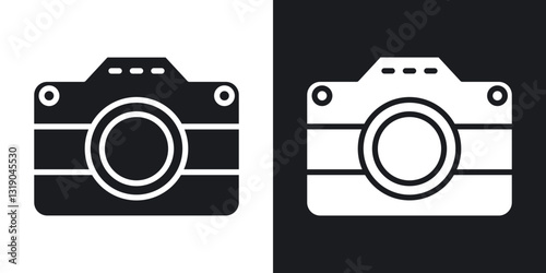 Camera icons in solid black and white collection