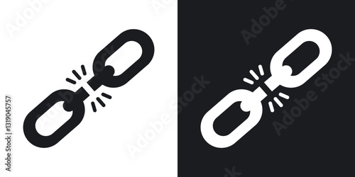 Broken link icons in solid black and white collection