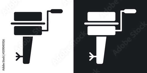 Boat Engine icons in solid black and white collection