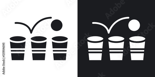 Beer pong icons in solid black and white collection