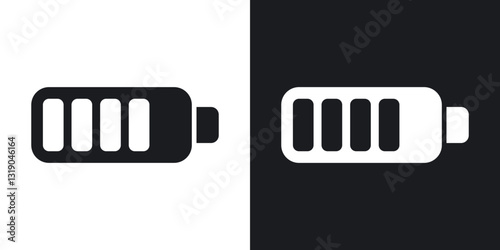 Battery icons in solid black and white collection
