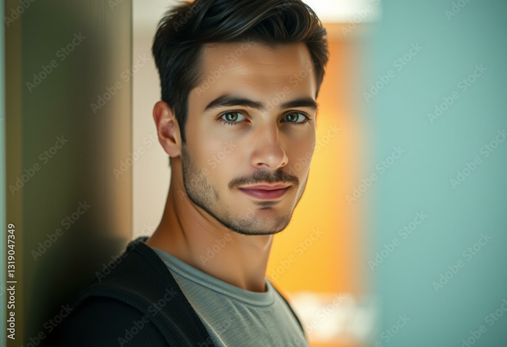 Fototapeta premium Natural light male portrait in a doorway