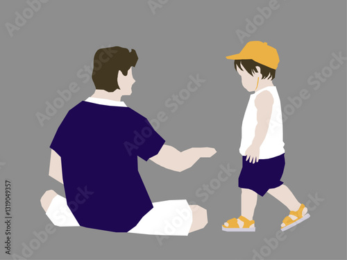 Sitting father and son