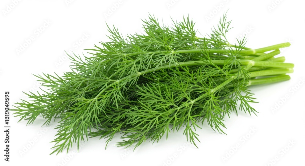 Fototapeta premium Fresh Dill Sprigs Isolated on White Background