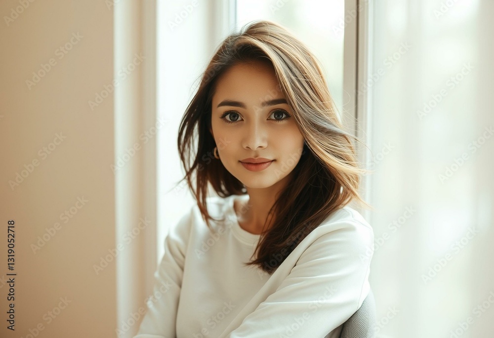 Female portrait in a window