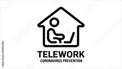 Telework Icon. Work from Home, Remote Job, Online Business Vector.