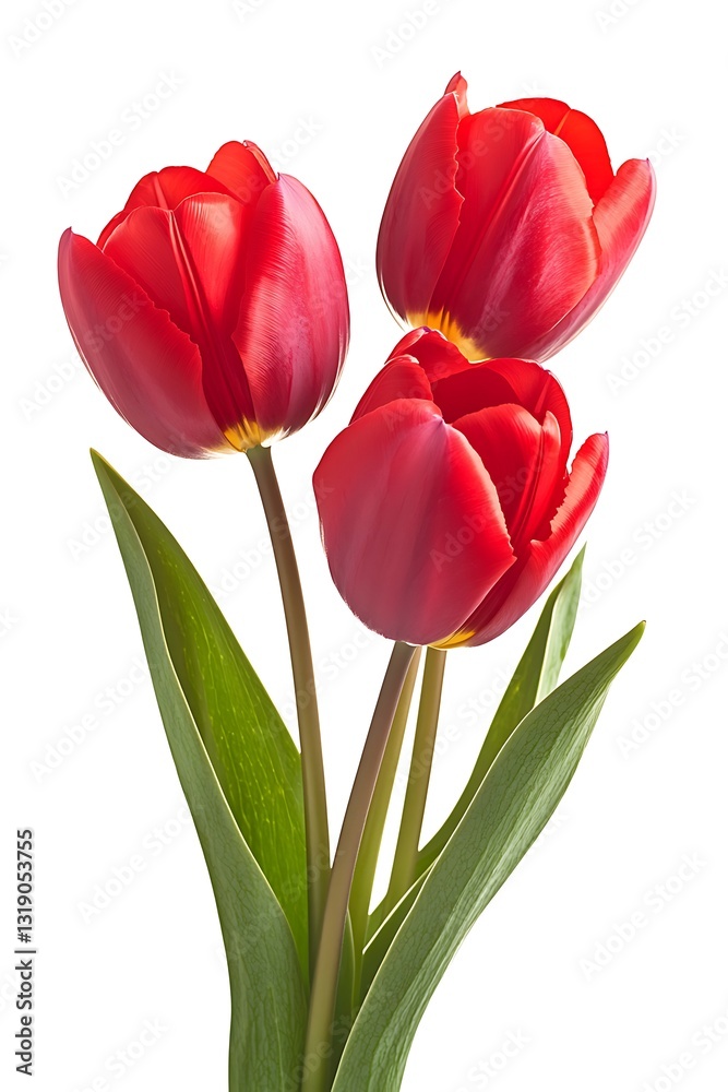 a group of red tulips with green leaves a group of red tulips with green leaves