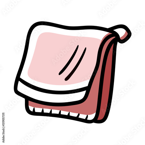 Bath towel icon in soft pink color, personal care concept