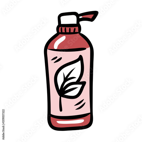 Body lotion icon with leaf design, personal care product concept