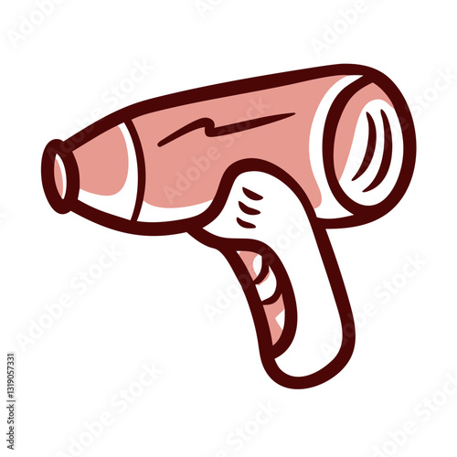 Hair dryer icon in peach color, personal care concept