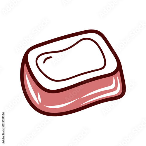 Soap bar icon with smooth texture, personal care concept