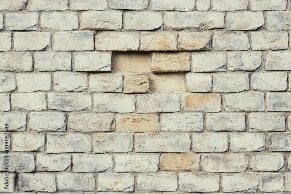 Fototapeta premium Rustic white brick wall with weathered texture. Artificial Intelligence image