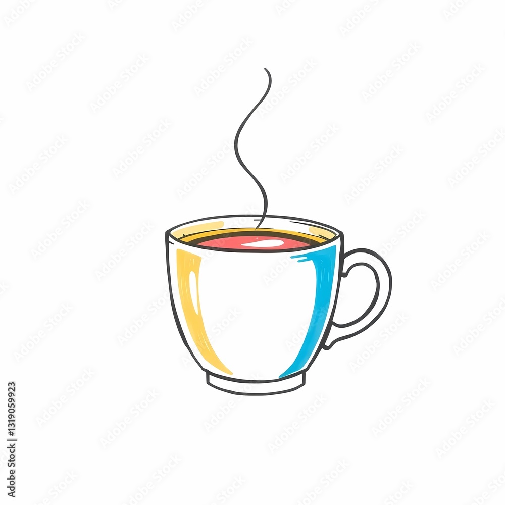 Obraz premium Warm Beverage in a Cup: Simple drawing of a steaming cup of coffee, hinting at the cozy comfort of a warm drink.