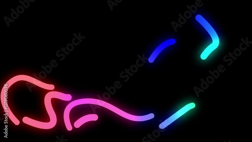 Glowing Neon Light Color Gradient Line Shapes. Abstract Wavy Ribbons Background Animation