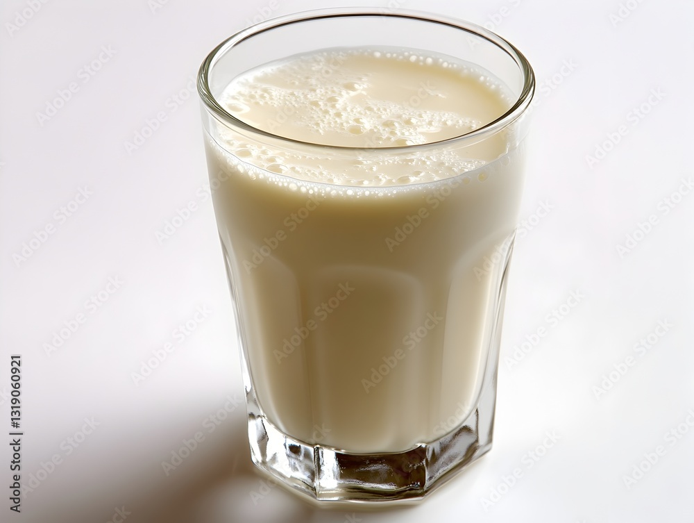 Tall glass of fresh milk standing proudly isolated on a clean white background symbolizing pure dairy goodness