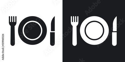 Canteen icons in solid black and white collection