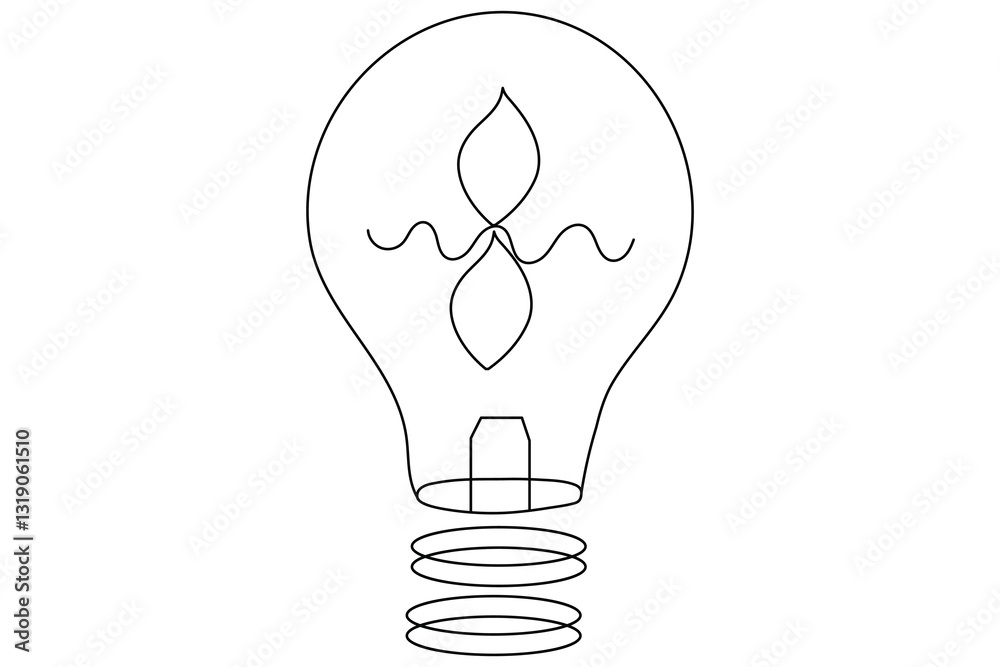 Continuous one simple single line art of light bulb with heart icon outline vector
Continuous one simple single line art of light bulb with heart icon outline vector